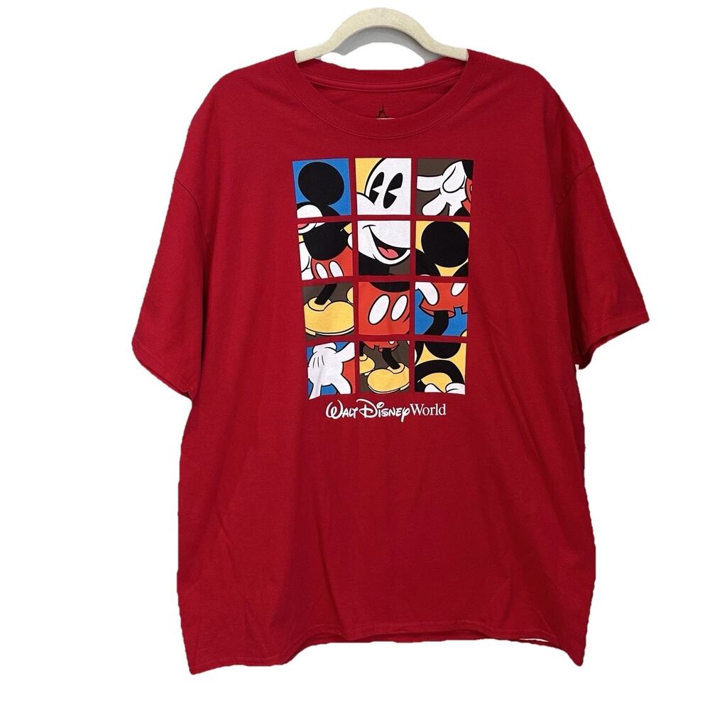 Disneyland Walt Disney World X-Large Mickey Mouse T-Shirt Red Puzzle Unisex NWT